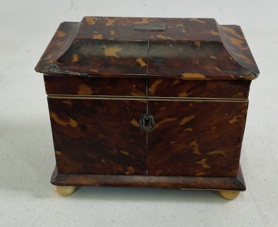 Lot 4 - A Regency tortoiseshell tea caddy, with two...