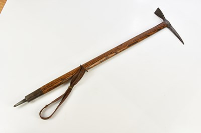 Lot 1142 - J CHARLET CHAMONIX; an oak handled ice pick,...