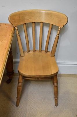 Lot 98 - A rustic pine table with turned legs, height...