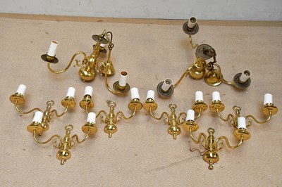 Lot 618A - A pair of three branch ceiling lights,...