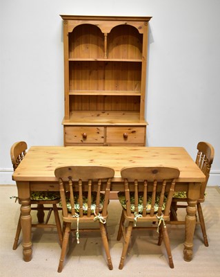 Lot 100 - A modern pine dresser with two drawers above...