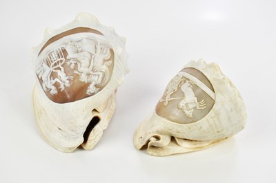 Lot 305 - A pair of early 20th century carved conch...