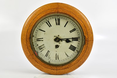 Lot 667 - A 19th century oak cased circular wall clock,...