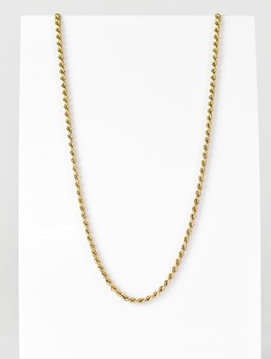 Lot 796 - A 9ct yellow gold ropetwist necklace, length...