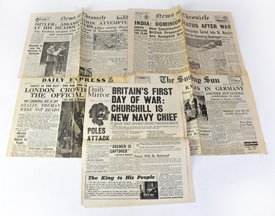 Lot 699 - Five wartime newspapers comprising Daily...