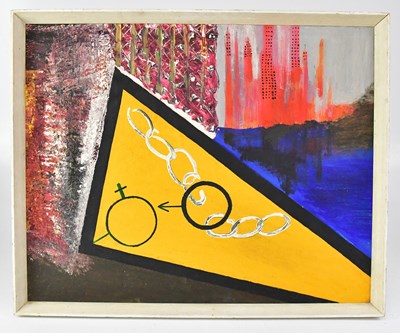 Lot 661 - UNATTRIBUTED; oil on board, modern abstract...