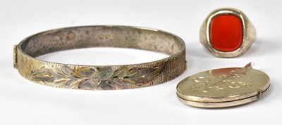 Lot 802 - Three pieces of hallmarked silver jewellery,...