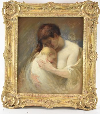 Lot 137 - UNATTRIBUTED; oil on relined canvas, mother...