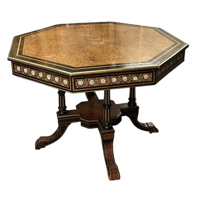 Lot 1 - A late 19th century burr walnut and ebonised...