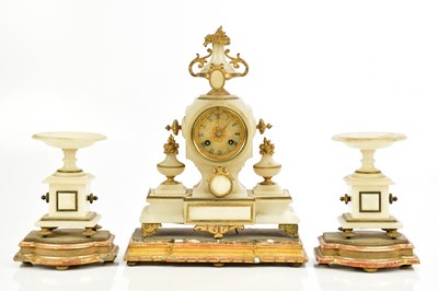 Lot 691 - A late 19th century French alabaster three...