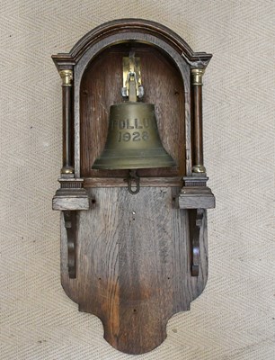 Lot 444 - A ship's bell, 'Pollux 1928', mounted in an...