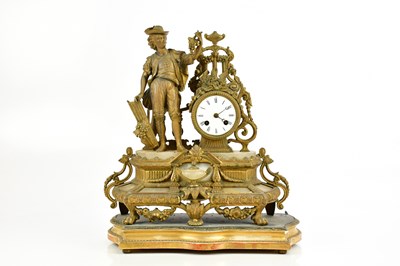 Lot 699 - A late 19th century gilt spelter and alabaster...