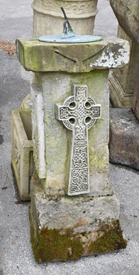 Lot 271 - A decorative stone garden sundial, height 67cm.