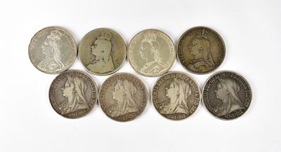 Lot 736 - A collection of eight Victorian silver crowns,...