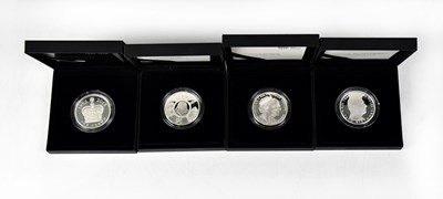 Lot 770 - THE ROYAL MINT; four £5 silver proof Piedfort...