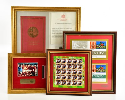 Lot 1117 - FOOTBALL INTEREST; a framed montage with cells...