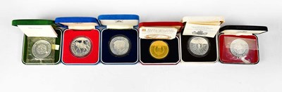 Lot 758 - Six cased silver proof coins, to include 'The...