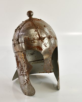 Lot 1258 - A reproduction steel medieval style helmet,...