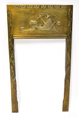 Lot 114 - An Arts and Crafts brass fire surround, the...