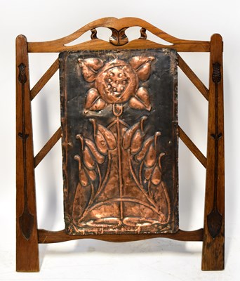 Lot 8 - An Arts and Crafts copper fire screen,...