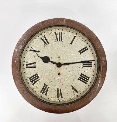 Lot 673 - A large circular dial wall clock, the painted...