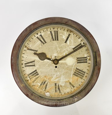 Lot 674 - A station type circular dial wall clock, the...