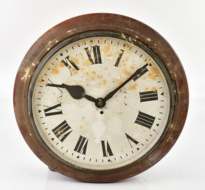 Lot 675 - A station type circular dial wall clock, the...