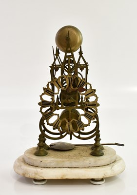 Lot 698 - A skeleton clock, the applied dial set with...