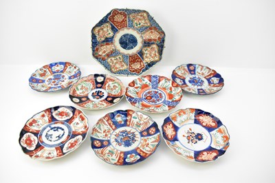 Lot 520 - Seven Japanese 19th century Imari pattern...