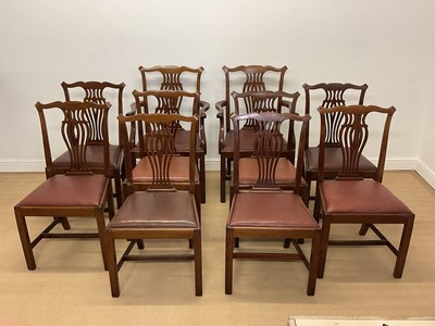 Lot 769 - A set of ten Edwardian mahogany dining chairs...