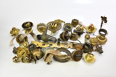 Lot 629 - A collection of oil lamp parts mainly...