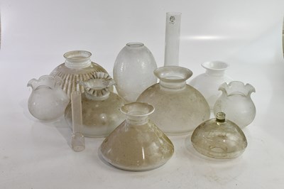 Lot 630 - A collection of oil lamp shades including a...