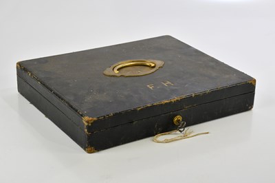 Lot 381 - A Victorian leather dispatch box with brass...