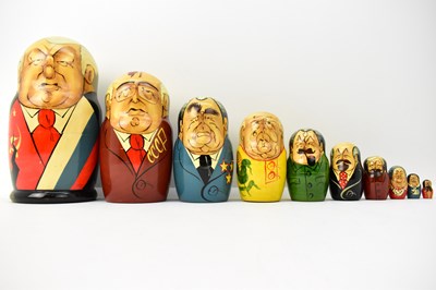 Lot 568 - Ten graduated Russian dolls comprising Yeltsin,...