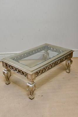 Lot 15 - A modern decorative silvered coffee table of...