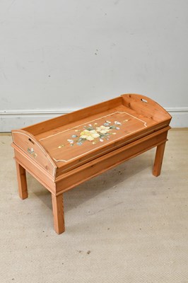 Lot 18 - A Continental painted pine tray top...