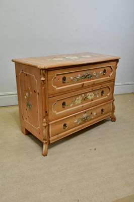 Lot 6 - A Continental painted pine three drawer chest,...