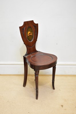 Lot 225 - A 19th century mahogany hall chair with...