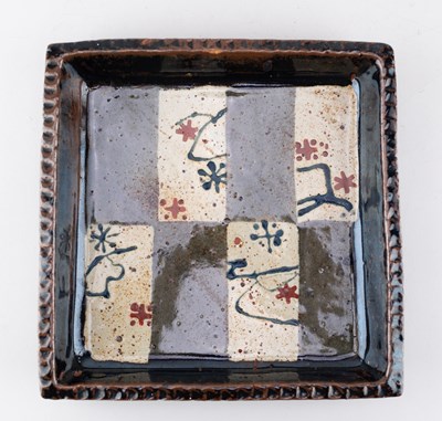 Lot 422 - JOHN MALTBY (1936-2020); a square stoneware...