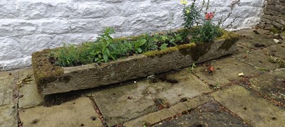 Lot 245 - A near pair of old rectangular stone troughs,...