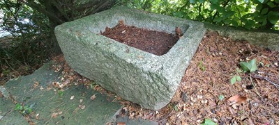 Lot 256 - An old granite square trough, height 36, depth...