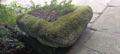 Lot 259 - An old granite trough of rectangular form with...