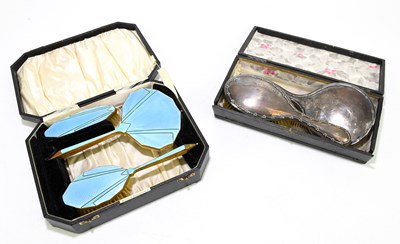 Lot 2570 - A hallmarked silver three piece dressing table...
