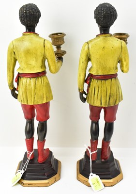 Lot 283 - Two reproduction painted cast candlesticks of...