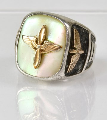 Lot 585 - A WWII sterling silver mother of pearl inlaid...