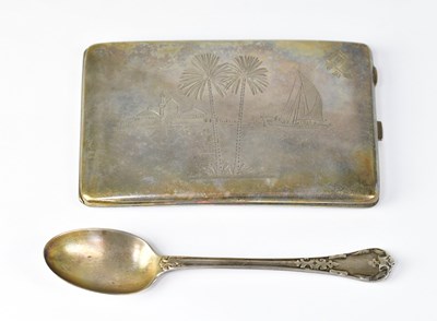 Lot 725 - A Persian white metal cigarette case, with...