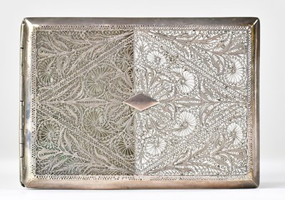 Lot 724 - A Persian white metal cigarette case, with...