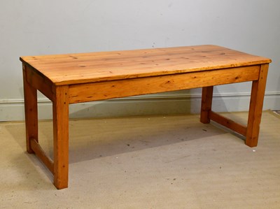 Lot 233 - A modern pine farmhouse kitchen table, height...