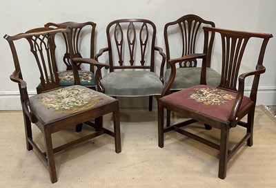 Lot 140 - A group of five George III and later mahogany...