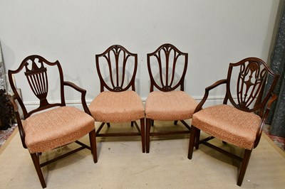 Lot 140A - Four similar Hepplewhite style mahogany dining...